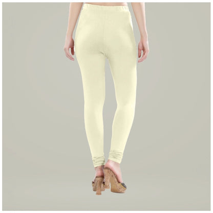 PKRKART Women's Cotton Blended Solid Churidar leggings (Cream)