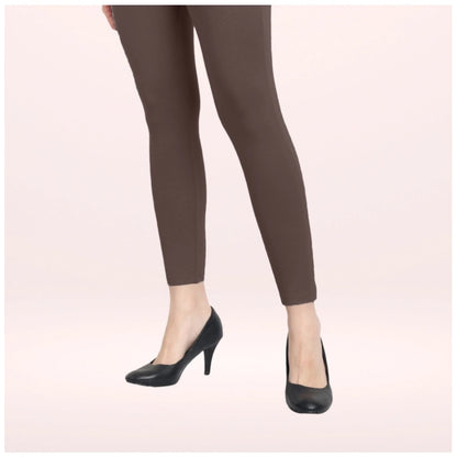 PKRKART Women's Cotton Blended Solid Ankle legging (Brown)