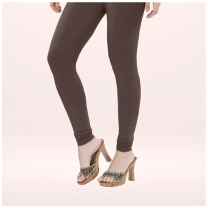 PKRKART Women's Cotton Blended Solid Churidar leggings (Brown)