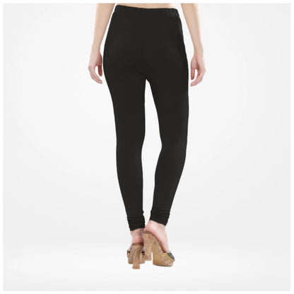 PKRKART Women's Cotton Blended Solid Churidar leggings (Black)