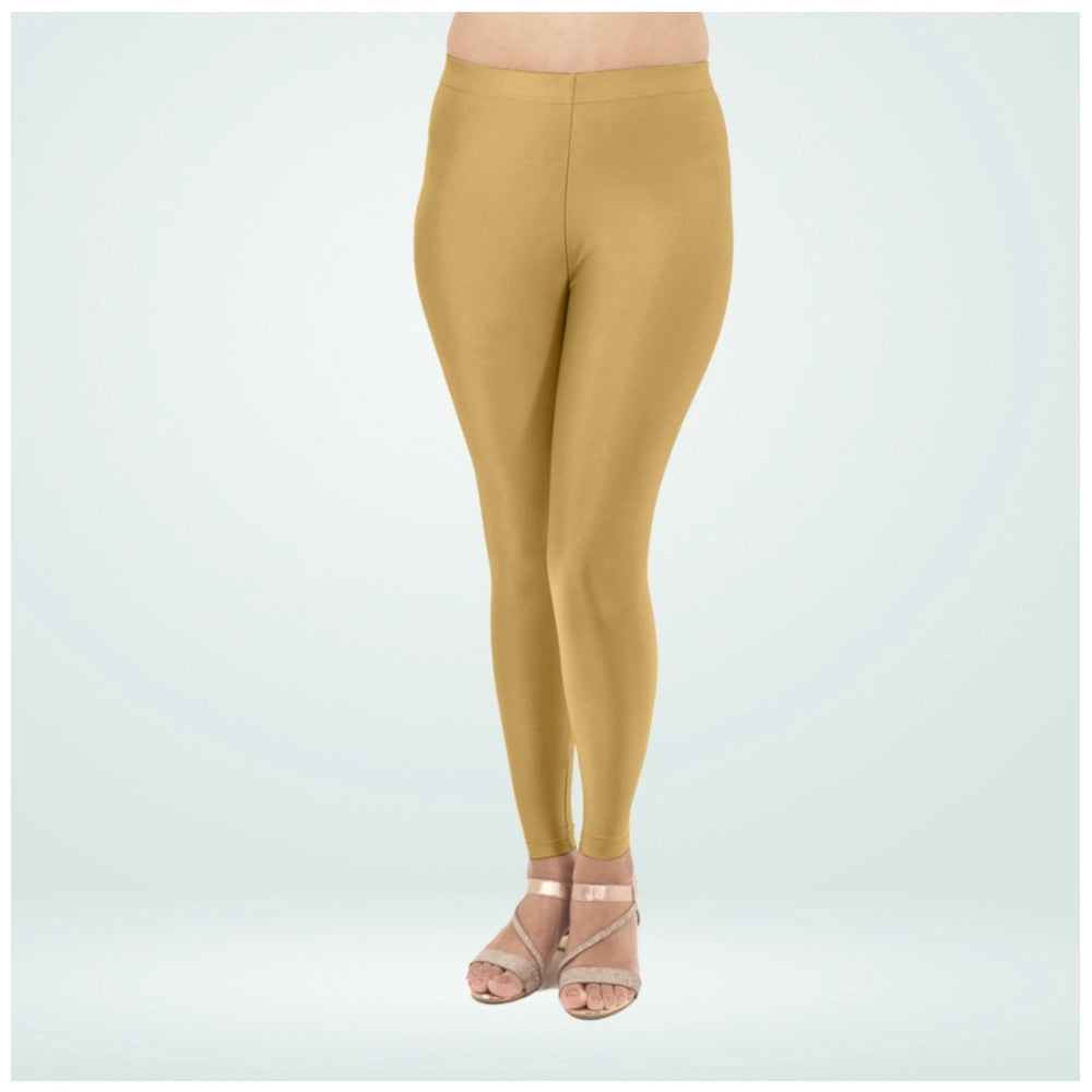 PKRKART Women's Cotton Blended Solid Shimmer Ankle leggings (Beige)