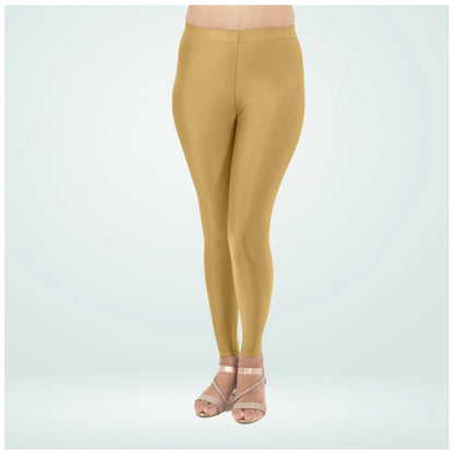 PKRKART Women's Cotton Blended Solid Shimmer Ankle leggings (Beige)