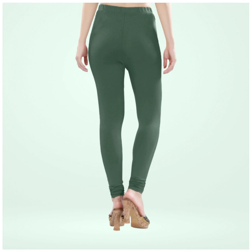 PKRKART Women's Cotton Blended Solid Churidar leggings (Bottle Green)