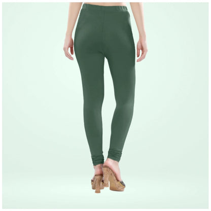 PKRKART Women's Cotton Blended Solid Churidar leggings (Bottle Green)