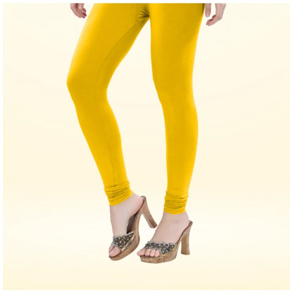 PKRKART Women's Cotton Blended Solid Churidar leggings (Yellow)