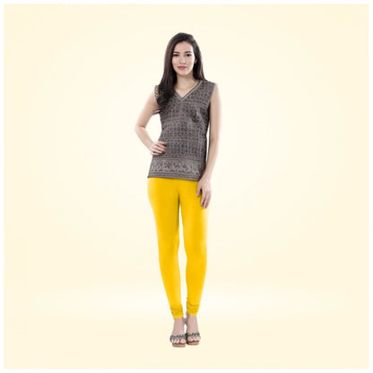 PKRKART Women's Cotton Blended Solid Churidar leggings (Yellow)