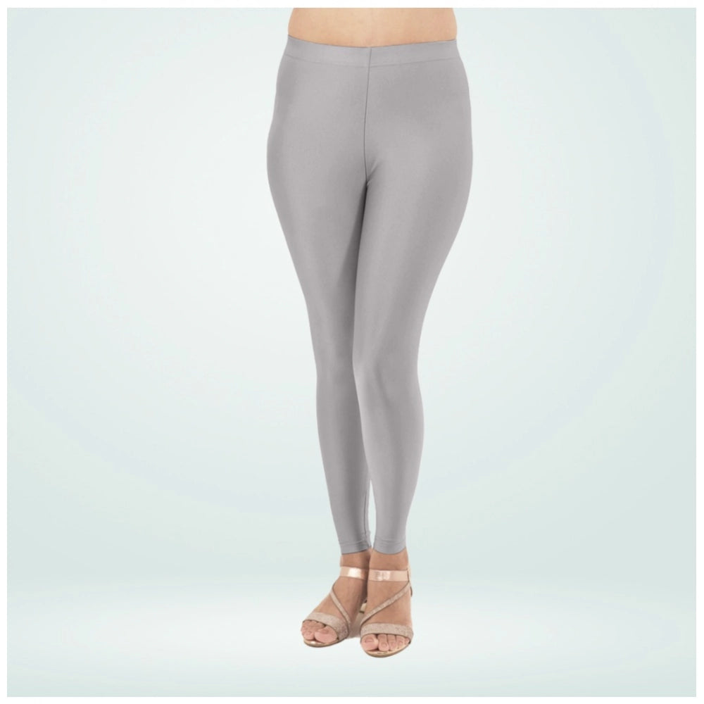 PKRKART Women's Cotton Blended Solid Shimmer Ankle leggings (Silver Gray)