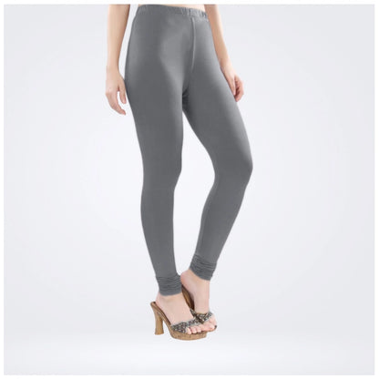 PKRKART Women's Cotton Blended Solid Churidar leggings (Silver Gray)