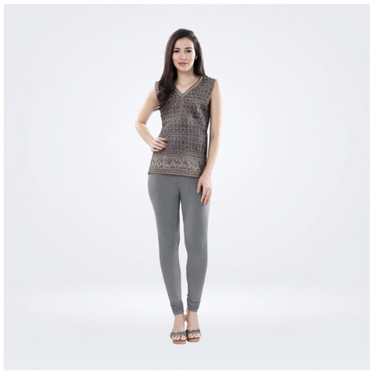 PKRKART Women's Cotton Blended Solid Churidar leggings (Silver Gray)