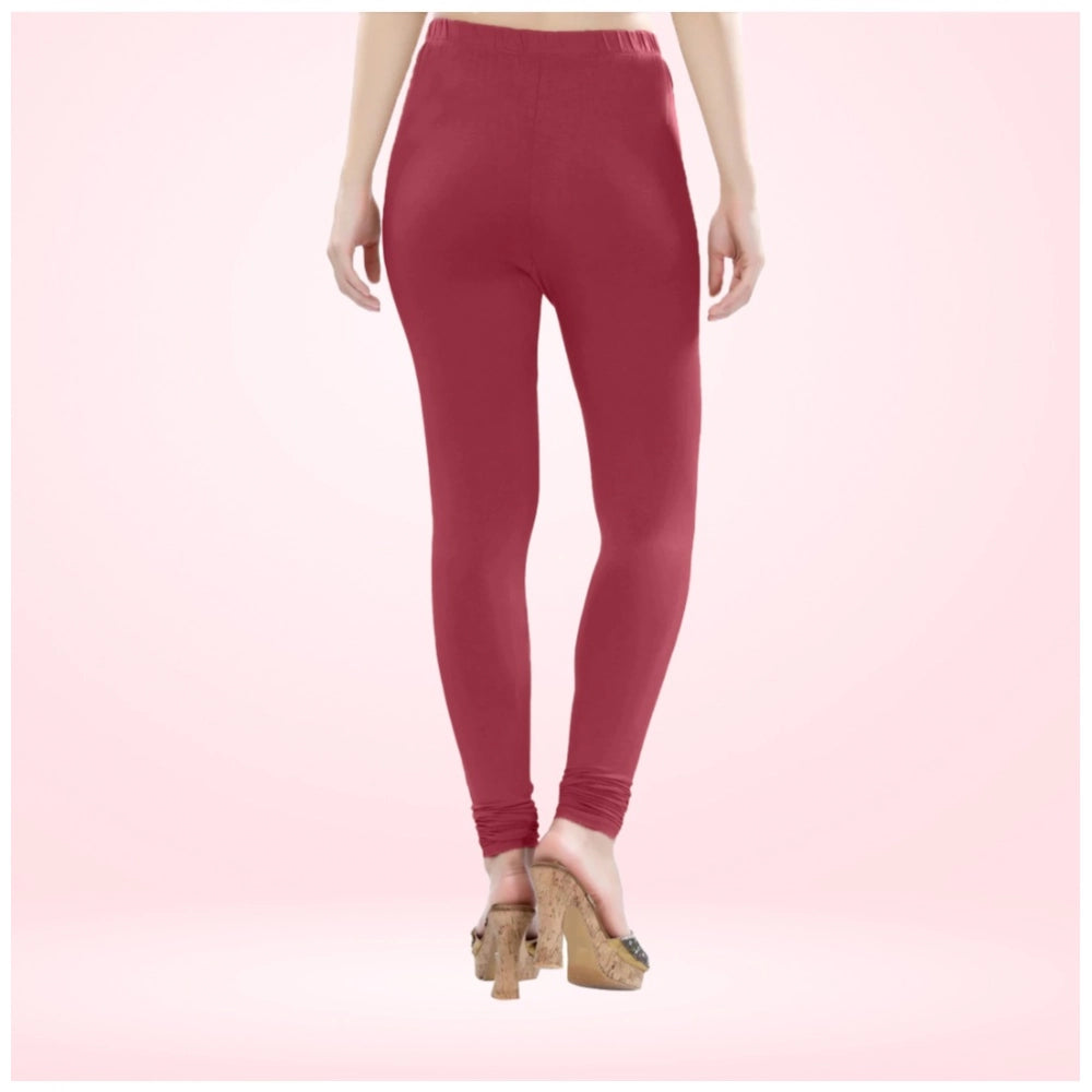 PKRKART Women's Cotton Blended Solid Churidar leggings (Red Maroon)