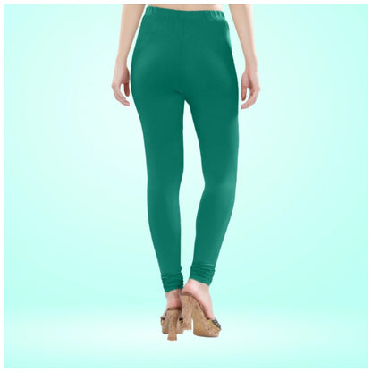 PKRKART Women's Cotton Blended Solid Churidar leggings (Rama Green)
