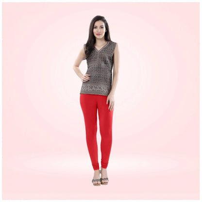PKRKART Women's Cotton Blended Solid Churidar leggings (Red)