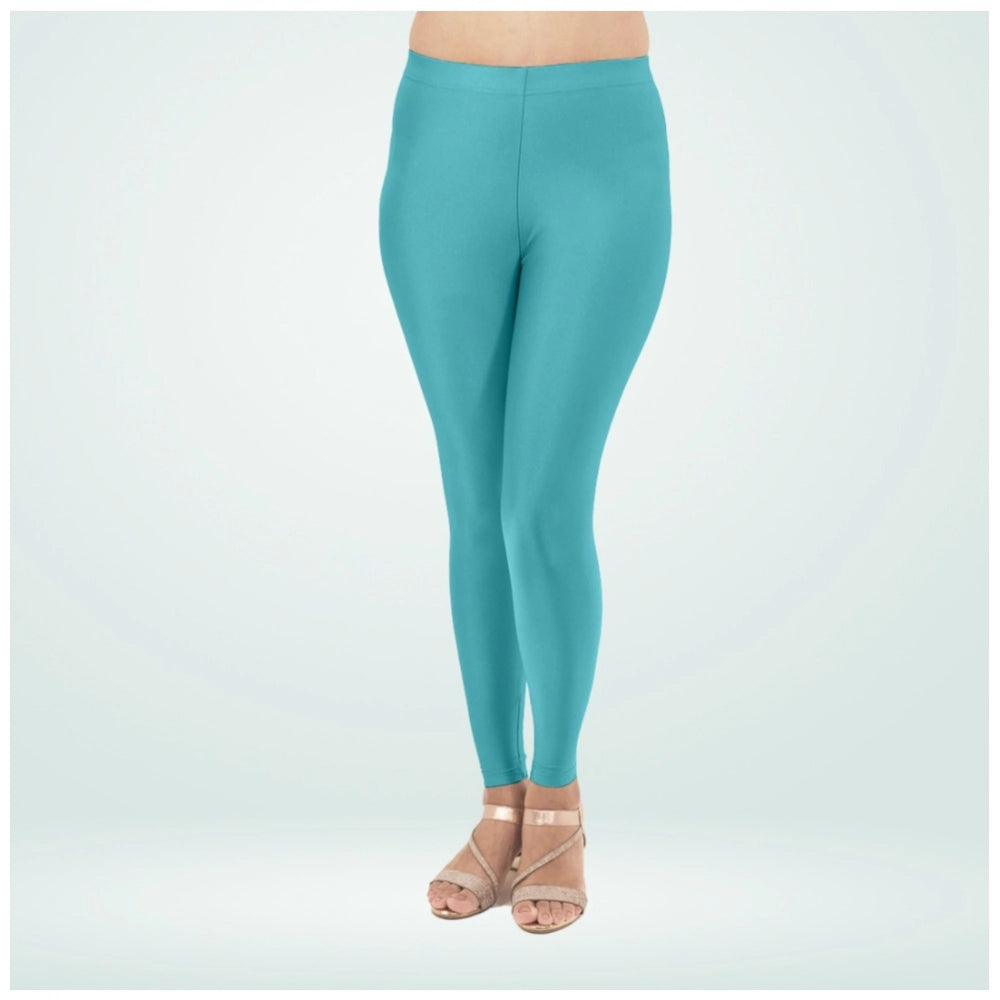 PKRKART Women's Cotton Blended Solid Shimmer Ankle leggings (Blue)