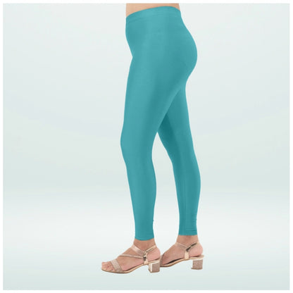 PKRKART Women's Cotton Blended Solid Shimmer Ankle leggings (Blue)