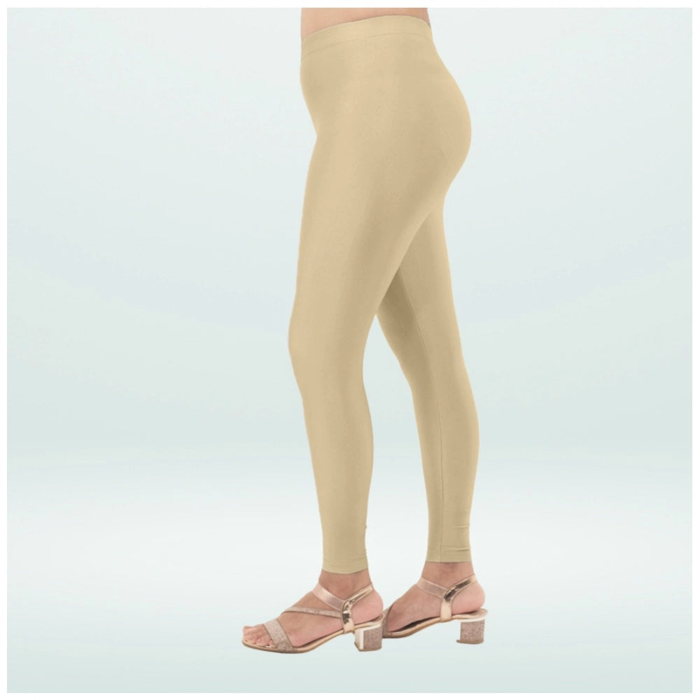 PKRKART Women's Cotton Blended Solid Shimmer Ankle leggings (New Skin)
