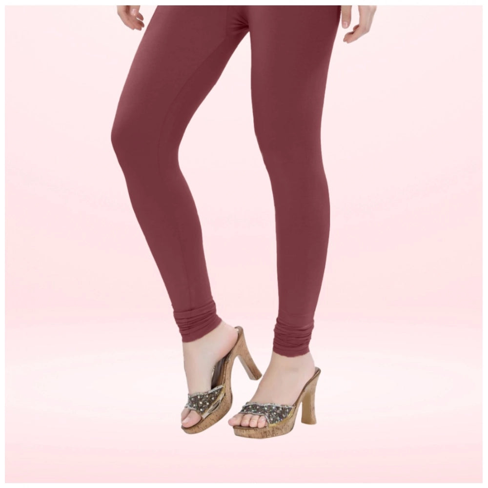 PKRKART Women's Cotton Blended Solid Churidar leggings (Maroon)