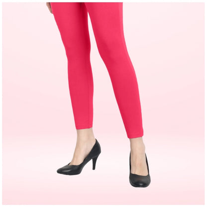 PKRKART Women's Cotton Blended Solid Ankle legging (Pink)