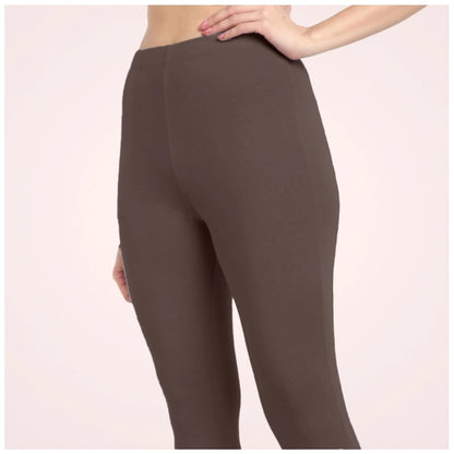 PKRKART Women's Cotton Blended Solid Ankle legging (Brown)