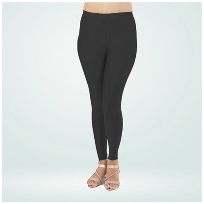 PKRKART Women's Cotton Blended Solid Shimmer Ankle leggings (Black)