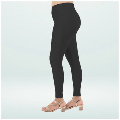 PKRKART Women's Cotton Blended Solid Shimmer Ankle leggings (Black)