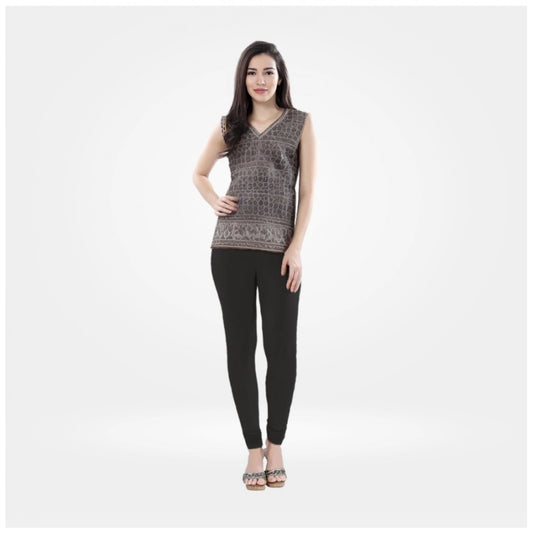 PKRKART Women's Cotton Blended Solid Churidar leggings (Black)