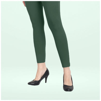 PKRKART Women's Cotton Blended Solid Ankle legging (Bottle Green)