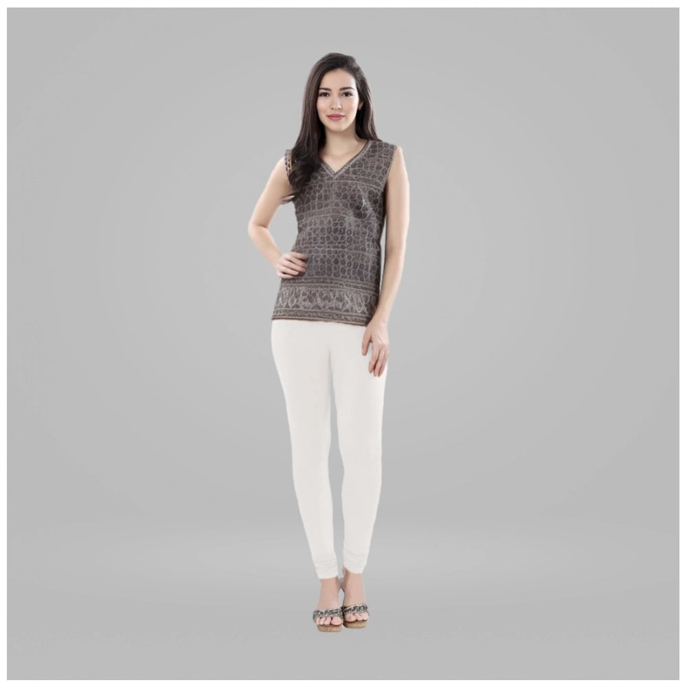 PKRKART Women's Cotton Blended Solid Churidar leggings (White)