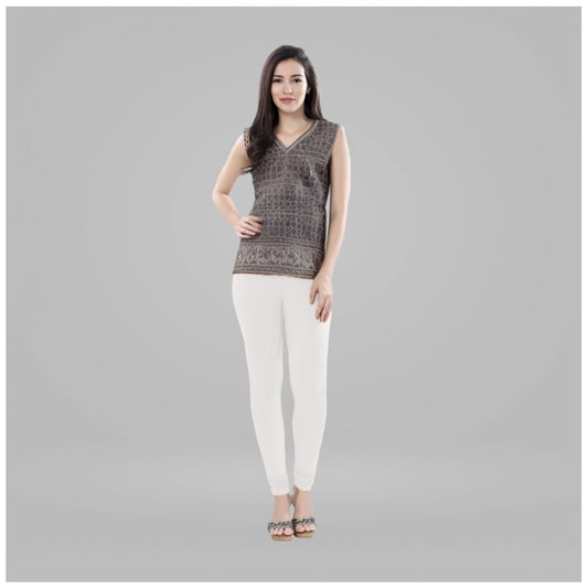 PKRKART Women's Cotton Blended Solid Churidar leggings (White)