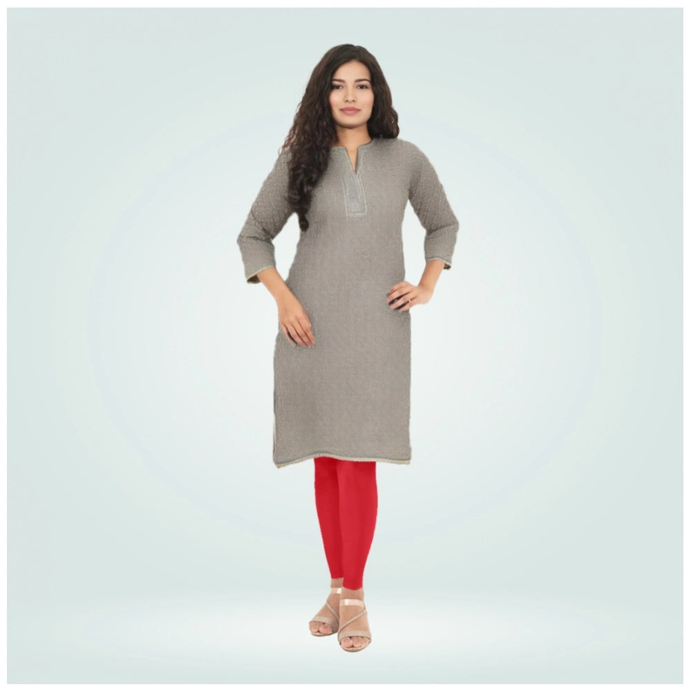 PKRKART Women's Cotton Blended Solid Shimmer Ankle leggings (Red)