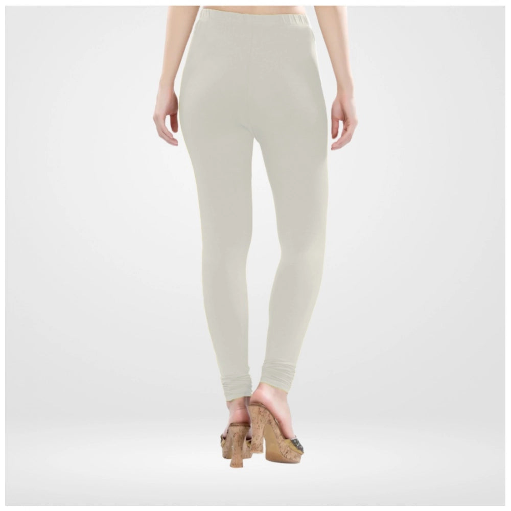 PKRKART Women's Cotton Blended Solid Churidar leggings (White)