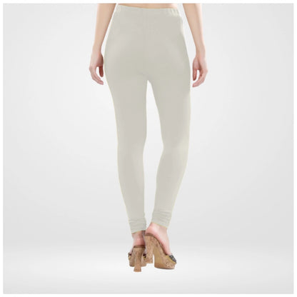 PKRKART Women's Cotton Blended Solid Churidar leggings (White)