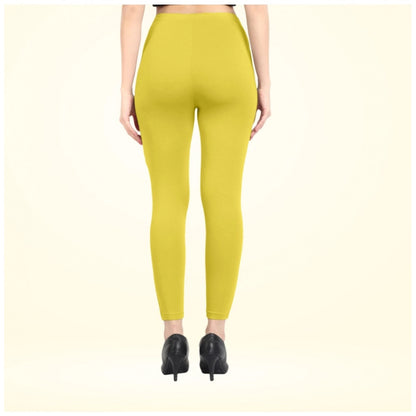 PKRKART Women's Cotton Blended Solid Ankle legging (Lemon Yellow)