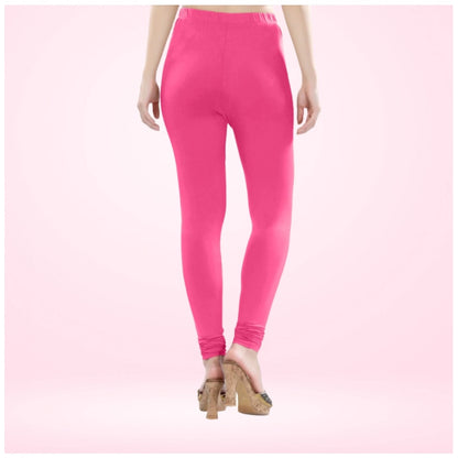 PKRKART Women's Cotton Blended Solid Churidar leggings (Dark Pink)