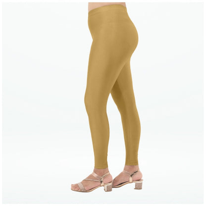 PKRKART Women's Cotton Blended Solid Shimmer Ankle leggings (Beige)