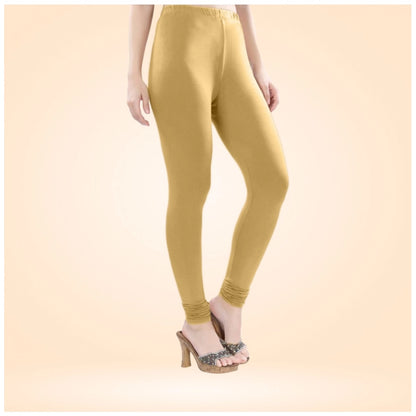 PKRKART Women's Cotton Blended Solid Churidar leggings (Beige)