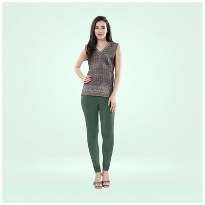 PKRKART Women's Cotton Blended Solid Churidar leggings (Bottle Green)
