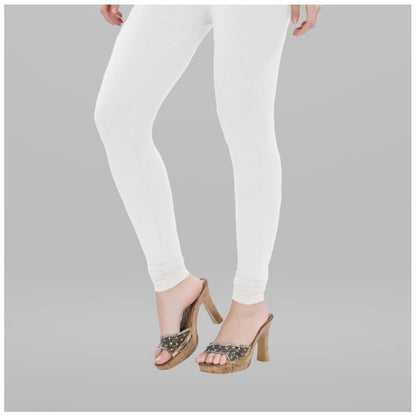 PKRKART Women's Cotton Blended Solid Churidar leggings (White)
