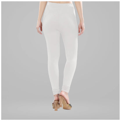 PKRKART Women's Cotton Blended Solid Churidar leggings (White)