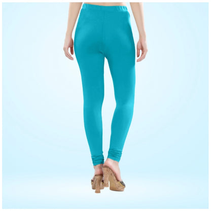 PKRKART Women's Cotton Blended Solid Churidar leggings (Turquoise Blue)
