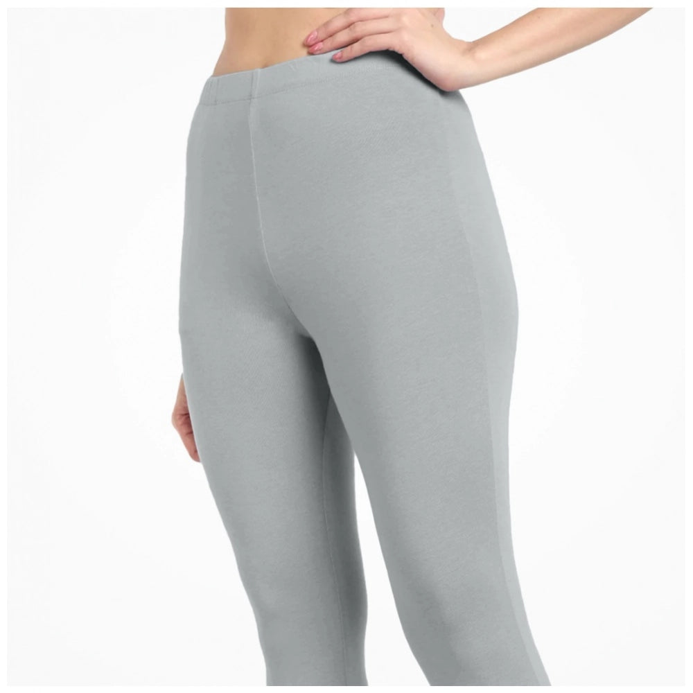 PKRKART Women's Cotton Blended Solid Ankle legging (Silver Gray)