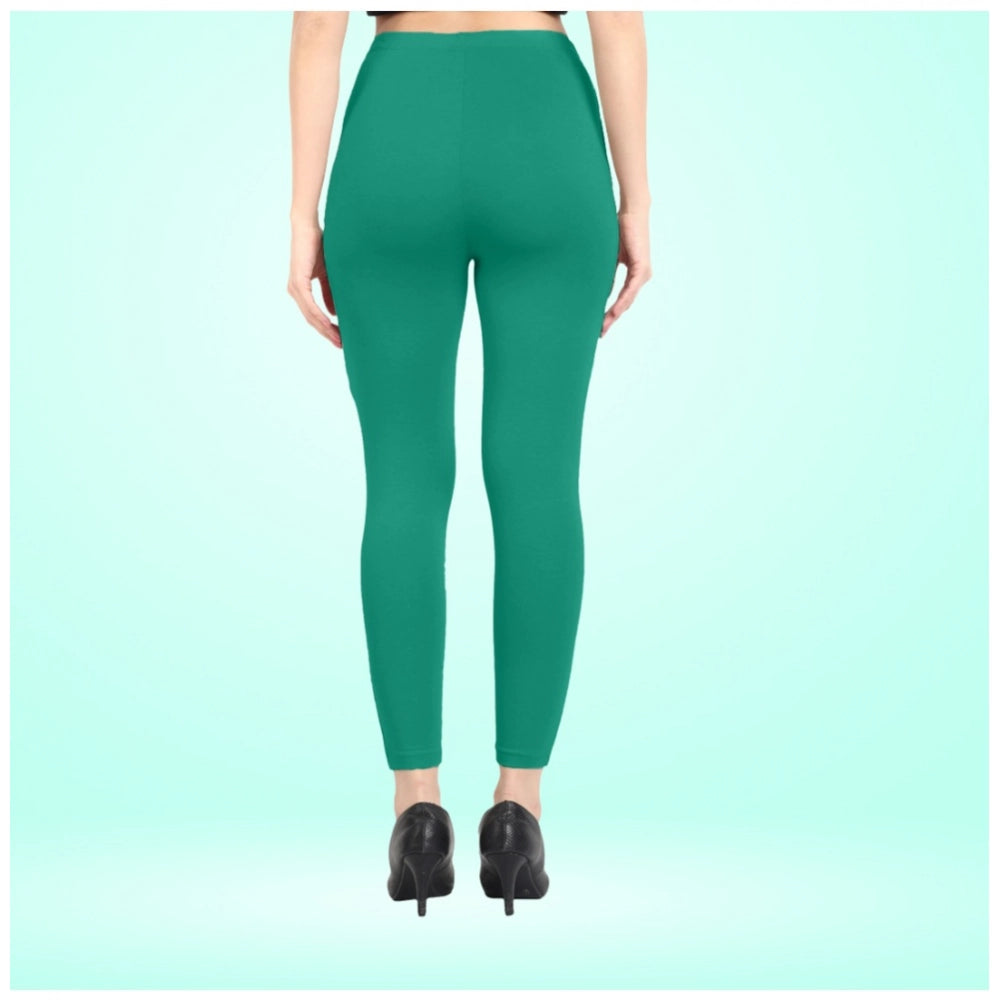 PKRKART Women's Cotton Blended Solid Ankle legging (Rama Green)