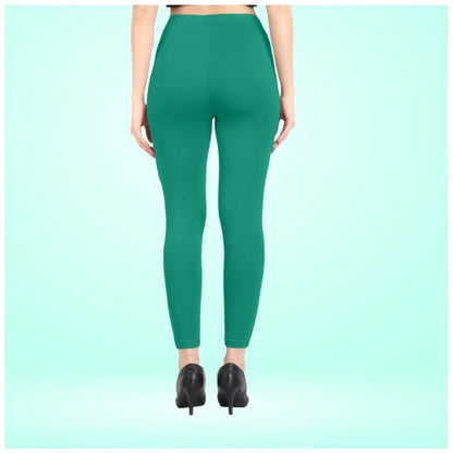 PKRKART Women's Cotton Blended Solid Ankle legging (Rama Green)
