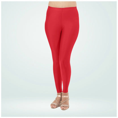 PKRKART Women's Cotton Blended Solid Shimmer Ankle leggings (Red)