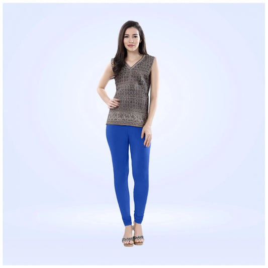 PKRKART Women's Cotton Blended Solid Churidar leggings (Royal Blue)