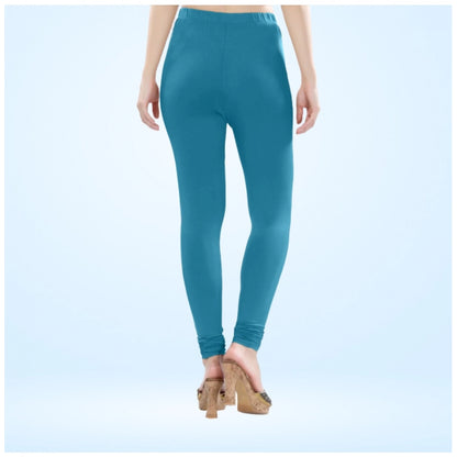 PKRKART Women's Cotton Blended Solid Churidar leggings (Blue)