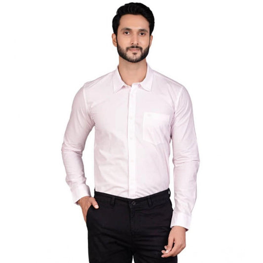 PKRKART Men's Casual Cotton Full Sleeve Solid Shirt (Pink)