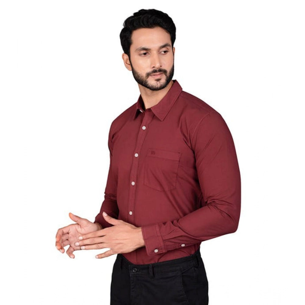 PKRKART Men's Casual Cotton Full Sleeve Solid Shirt (Maroon)