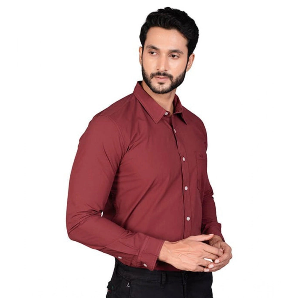 PKRKART Men's Casual Cotton Full Sleeve Solid Shirt (Maroon)
