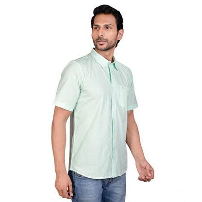 PKRKART Men's Casual Cotton Half Sleeve Solid Shirt (Sea Green)