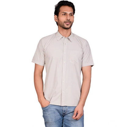 PKRKART Men's Casual Cotton Half Sleeve Solid Shirt (Grey)